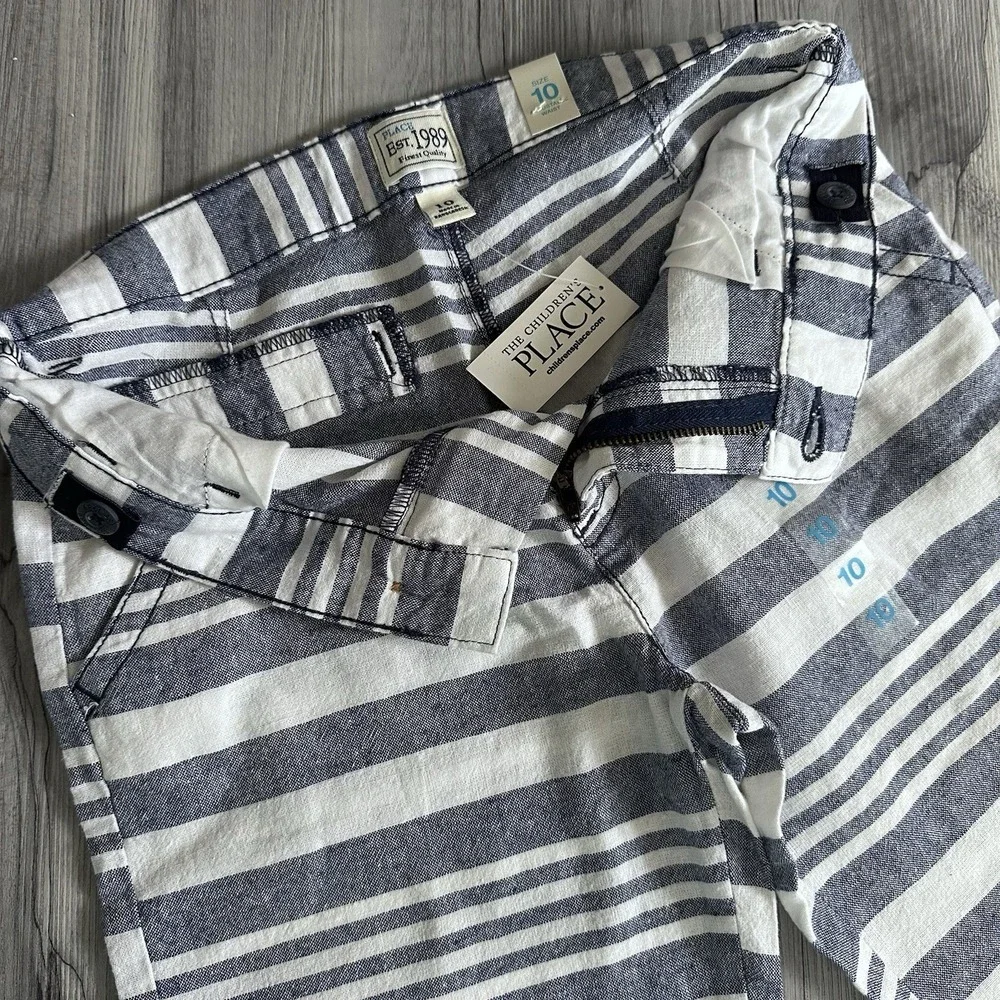 NWT‎ The Children's Place Bermuda  Shorts Size 10 Boys Linen Cotton Nautical